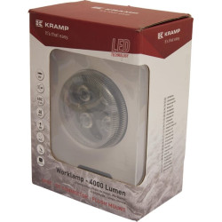 Lampa robocza LED, okrągła 40W 4000lm 10/30V Ø 90 mm z wtyczką H11/Deutsch, światło skupione 4 LED Kramp
