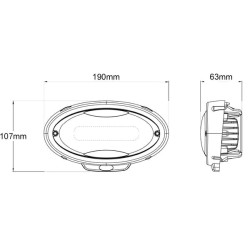 Work light LED, 40W, 3500lm, oval, 12-24V,190x107x63mm, Ultra Wide Flood, Kramp