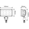 Lampa robocza LED, prostokątna 30W 2400lm z wtyczką H11 światło rozproszone 6 LED Kramp