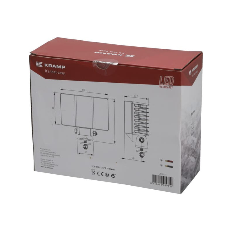 Lampa robocza LED, prostokątna 60W 5700lm 9/36V światło rozproszone Kramp