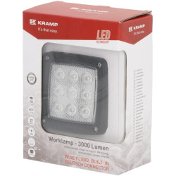Lampa robocza LED, kwadratowa 27W 3000lm 10/30V z wtyczką Deutsch światło rozproszone 9 LED Kramp