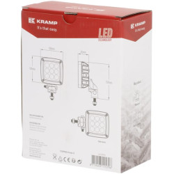 Lampa robocza LED, kwadratowa 27W 3000lm 10/30V z wtyczką Deutsch światło rozproszone 9 LED Kramp