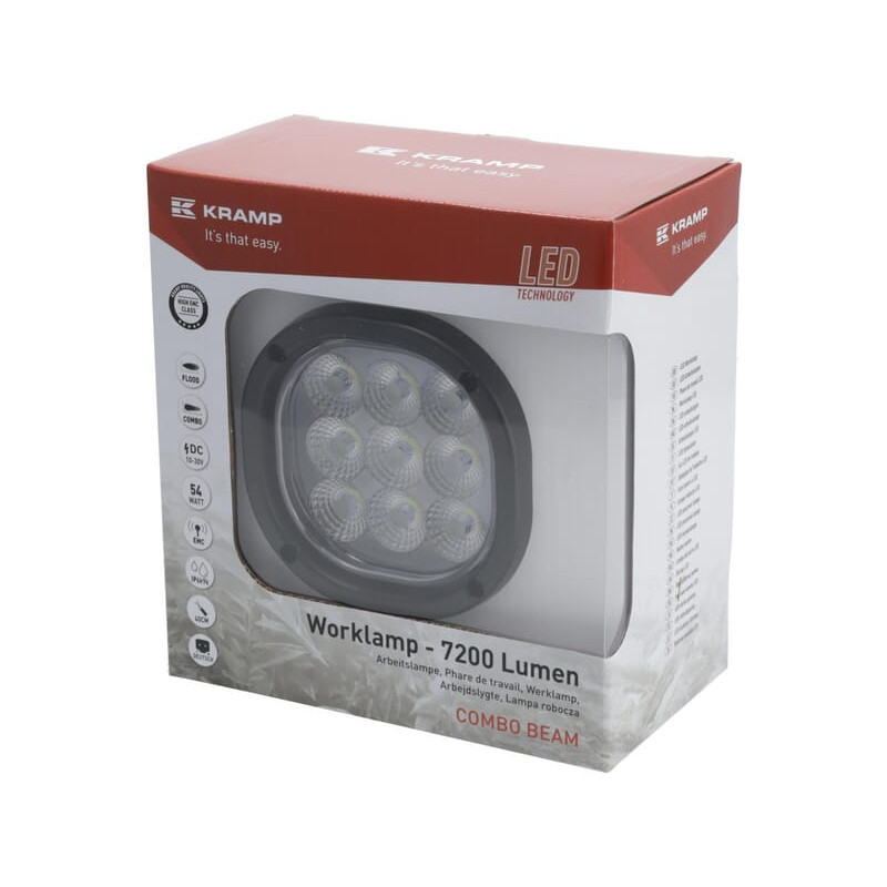 Lampa robocza LED, kwadratowa 54W 7200lm 10/30V światło rozproszone 9 LED Kramp