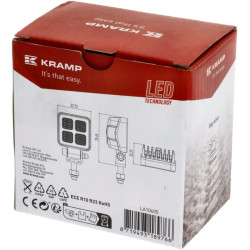Lampa robocza LED, kwadratowa 12W 1200lm 12/24V, biała, 53.7x75.5x32.3 mm światło rozproszone z wtyczką Deutsch, 8 LED