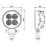 Lampa robocza LED, okrągła 12W 1200lm 12/24V, biała, 65.7x85.8x35 mm światło rozproszone z wtyczką Deutsch, 8 LED
