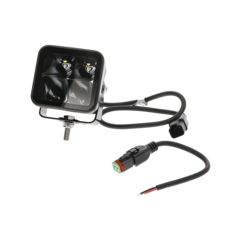 Lampa robocza LED, kwadratowa 40W 4800lm 12/24V, biała, 81x82.5x67.5 mm światło skupione z wtyczką Deutsch, 4 LED