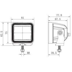 Lampa robocza LED, kwadratowa 40W 4800lm 12/24V, biała, 81x82.5x67.5 mm światło skupione z wtyczką Deutsch, 4 LED