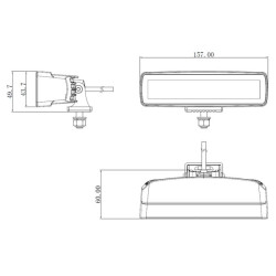 Lampa robocza LED, prostokątna 30W 2880lm 12/24V, biała/pomarańczowa, 157x49.7x60 mm światło rozproszone z wtyczką Deutsch, 6 LE