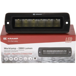 Lampa robocza LED, prostokątna 30W 2880lm 12/24V, biała, 157x49.7x60 mm światło rozproszone z wtyczką Deutsch, 6 LED