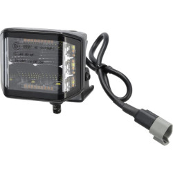 Lampa robocza LED, kwadratowa 70W 8400lm 12/24V, biała/pomarańczowa, 97x77x75 mm światło rozproszone z wtyczką Deutsch, 10 LED