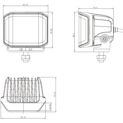 Lampa robocza LED, kwadratowa 70W 8400 lm 12/24V, biała, 97x77x75 mm światło rozproszone z wtyczką Deutsch, 10 LED