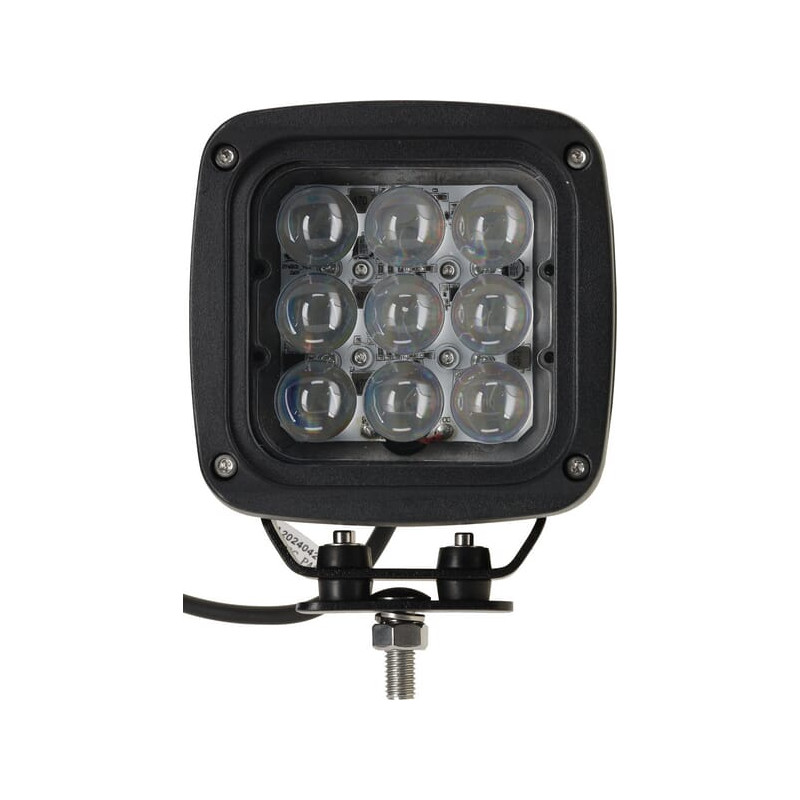 Lampa robocza LED, kwadratowa 45W 4050lm 12/24V, niebieska, 126x151x95 mm światło skupione z wtyczką Deutsch, 9 LED
