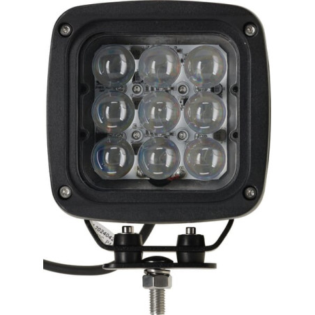 Lampa robocza LED, kwadratowa 45W 4050lm 12/24V, niebieska, 126x151x95 mm światło skupione z wtyczką Deutsch, 9 LED