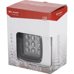 Lampa robocza LED, kwadratowa 45W 4050lm 12/24V, niebieska, 126x151x95 mm światło skupione z wtyczką Deutsch, 9 LED