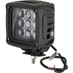 Lampa robocza LED, kwadratowa 45W 4050lm 12/24V, niebieska, 126x151x95 mm światło skupione z wtyczką Deutsch, 9 LED