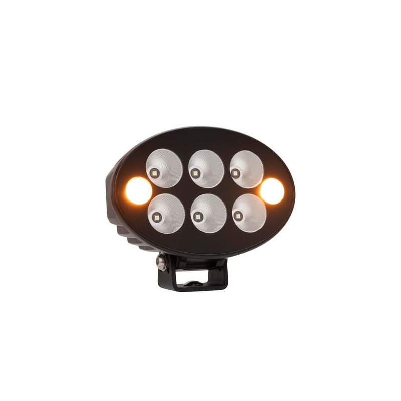 Lampa robocza + lampa ostrzegawcza pomarańczowa LED, owalna 36W 3500lm 12/24V 155x105x58 mm światło rozproszone, 6+2 LED, Black 