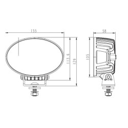 Lampa robocza + lampa ostrzegawcza pomarańczowa LED, owalna 36W 3500lm 12/24V 155x105x58 mm światło rozproszone, 6+2 LED, Black 