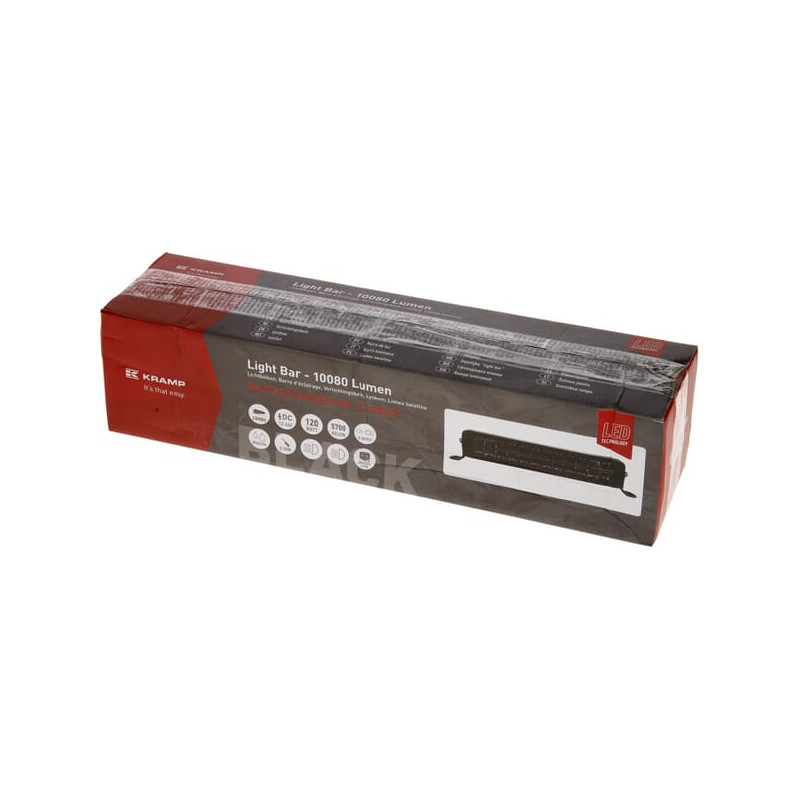 Lampa robocza długa LED, 120W 10080lm prostokątna, 12/24V, biała/pomarańczowa, 357x70x67 mm z wtyczką Deutsch, Combo, prosta, 24