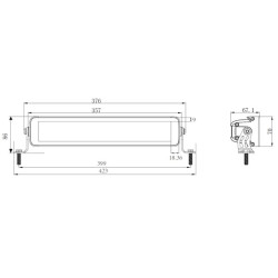 Lampa robocza długa LED, 120W 10080lm prostokątna, 12/24V, biała/pomarańczowa, 357x70x67 mm z wtyczką Deutsch, Combo, prosta, 24