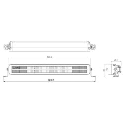 Lampa robocza długa LED, 200W 16800lm prostokątna, 12/24V, biała/pomarańczowa, 561x70x67 mm z wtyczką Deutsch, Combo, prosta, 40