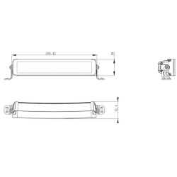 Lampa robocza długa LED, 120W 10080lm prostokątna, 12/24V, biała/pomarańczowa, 358.4x70x78.6 mm z wtyczką Deutsch, Combo, łukowa