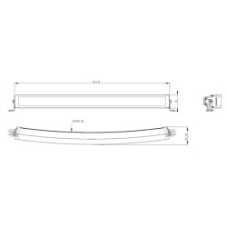 Lampa robocza długa LED, 300W 25200lm prostokątna, 12/24V, biała/pomarańczowa, 814.9x70x78.6 mm z wtyczką Deutsch, Combo, łukowa