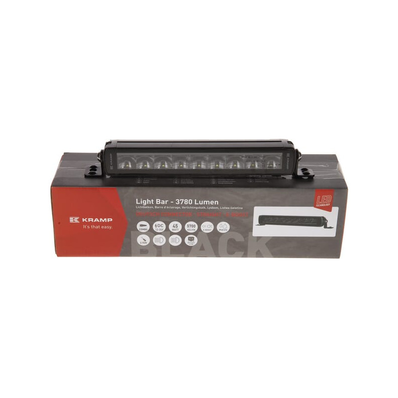 Lampa robocza długa LED, 45W 3780lm prostokątna, 12/24V, biała/pomarańczowa, 246x40x54 mm z wtyczką Deutsch, Combo, prosta, 9 LE