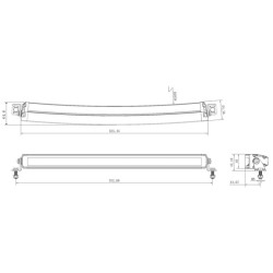 Lampa robocza długa LED, 105W 8820lm prostokątna, 12/24 V, biała/pomarańczowa, 525.5x40x54.4 mm z wtyczką Deutsch, Combo, łukowa