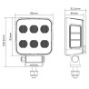 Lampa robocza LED, kwadratowa 60W 6600lm 12/24V, biała, 92x109.5x51.1 mm światło rozproszone z wtyczką Deutsch, 12 LED