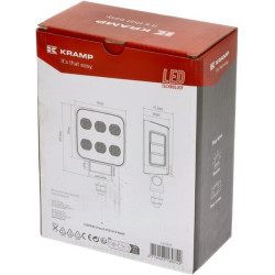 Lampa robocza LED, kwadratowa 60W 6600lm 12/24V, biała, 92x109.5x51.1 mm światło rozproszone z wtyczką Deutsch, 12 LED