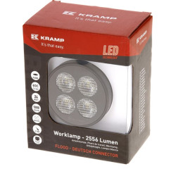 Lampa robocza LED, okrągła 24W 2556lm 12/24V, biała, 83.9x99.5x59 mm światło rozproszone z wtyczką Deutsch, 4 LED