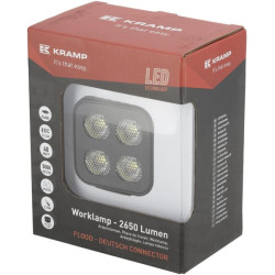 Lampa robocza LED, kwadratowa 40W 2650lm 12/24V, biała, 70.1x126.6x49.7 mm światło rozproszone z wtyczką Deutsch, 8 LED