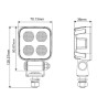 Lampa robocza LED, kwadratowa 40W 2650lm 12/24V, biała, 70.1x126.6x49.7 mm światło rozproszone z wtyczką Deutsch, 8 LED