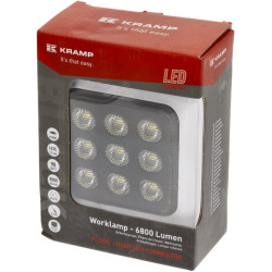Lampa robocza LED, kwadratowa 90W 6800lm 12/24V, biała, 108x120.7x52.7 mm światło rozproszone z wtyczką Deutsch, 18 LED