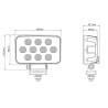 Lampa robocza LED, prostokątna 100W 8950lm 12/24V, biała, 150x112x52.7 mm światło rozproszone z wtyczką Deutsch, 20 LED