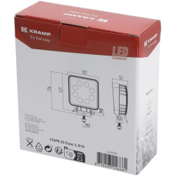 Lampa robocza LED, kwadratowa 24W 2000lm, biała, 107x52x136 mm światło rozproszone, Kramp (op. 10 szt.)