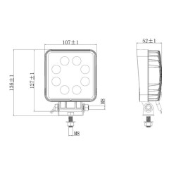 Lampa robocza LED, kwadratowa 24W 2000lm, biała, 107x52x136 mm światło rozproszone, Kramp (op. 10 szt.)