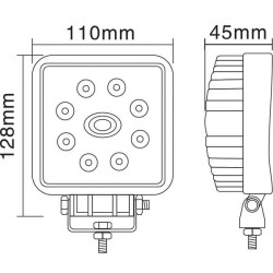 Lampa robocza LED, kwadratowa 24W 2000lm, biała, 107x52x136 mm światło skupione, Kramp