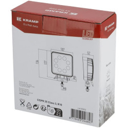 Lampa robocza LED, kwadratowa 24W 2000lm, biała, 107x52x136 mm światło skupione, Kramp