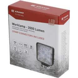 Lampa robocza LED, kwadratowa 24W 2000lm, biała, 107x52x136 mm światło skupione, Kramp (op. 10 szt.)