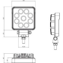 Lampa robocza LED, prostokątna 27W 2376lm, biała, 107x38.8x136 mm światło rozproszone, Kramp