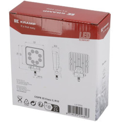 Lampa robocza LED, prostokątna 27W 2376lm, biała, 107x38.8x136 mm światło rozproszone, Kramp (op. 10 szt.)