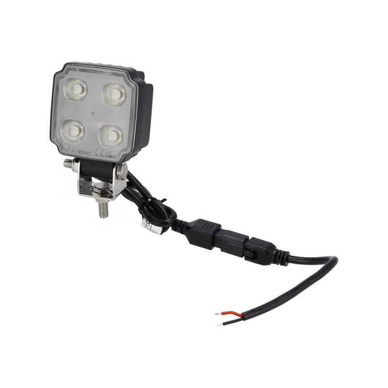 Lampa robocza LED, kwadratowa 20W 3000lm, biała, 75x47x107.5 mm z wtyczką Deutsch 2-pin, światło rozproszone, Kramp (op. 10 szt.