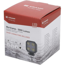 Lampa robocza LED, kwadratowa 20W 3000lm, biała, 75x47x107.5 mm z wtyczką Deutsch 2-pin, światło rozproszone, Kramp (op. 10 szt.