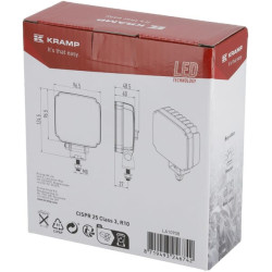 Lampa robocza LED, kwadratowa 27W 3420lm, biała, 96.5x48.5x124.5 mm z wtyczką Deutsch 2-pin, światło rozproszone, Kramp