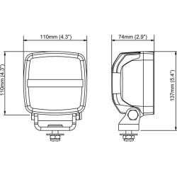 Lampa robocza LED, kwadratowa 42W 3200lm 12/24V, przezroczysta, przykręcana, 110x74x137 mm z wtyczką Deutsch 2-pin światło rozpr