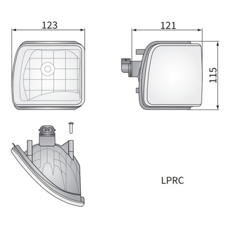 Reflektor roboczy halogenowy, narożny, lewy, 12V 50W kwadratowy, biały 123x115x121 mm wtyczka PGJ13, Wesem