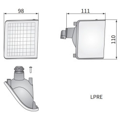 Reflektor roboczy halogenowy, narożny, prawy, 12V 50W kwadratowy, biały 98x110x111 mm wtyczka PGJ13 Wesem