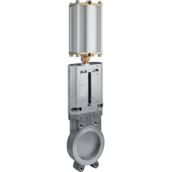 Zasuwy płytowe 4" st.nier. + Cylindry pneumatyczne