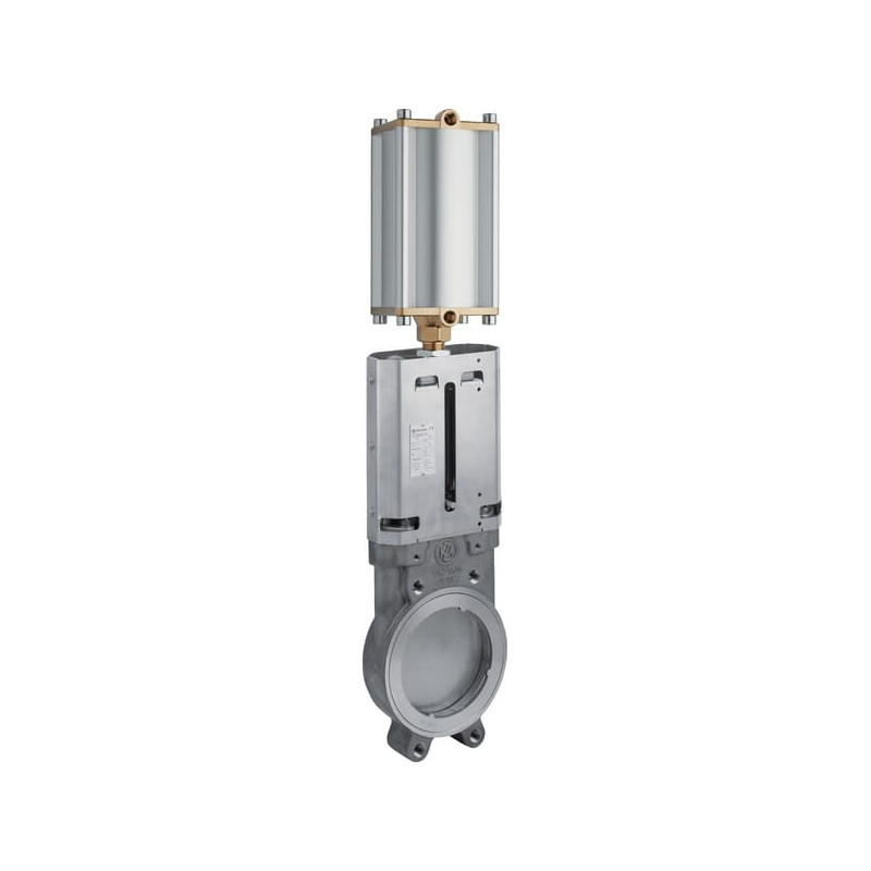 Zasuwy płytowe 4" st.nier. + Cylindry pneumatyczne